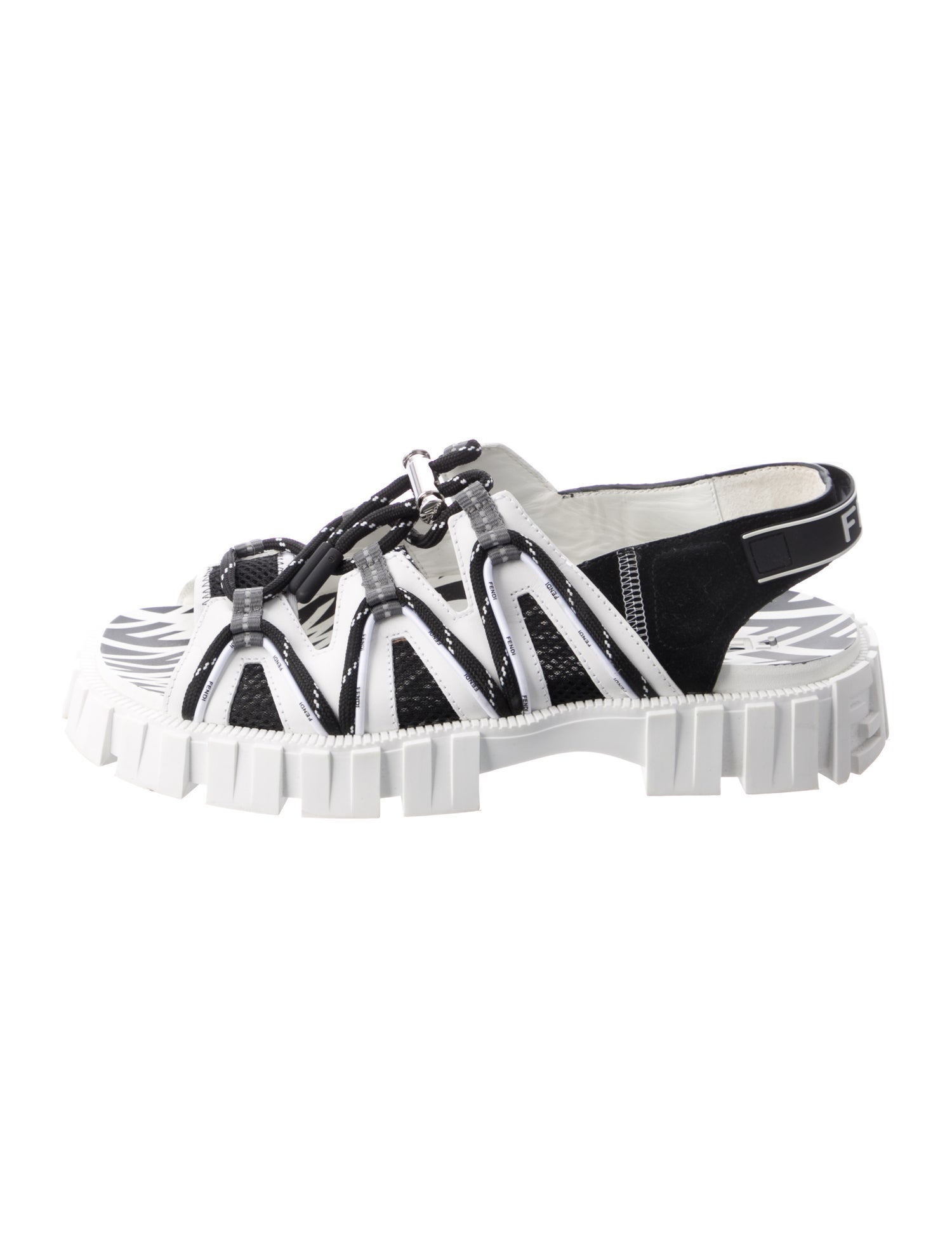 Fendi Leather Striped Sandals