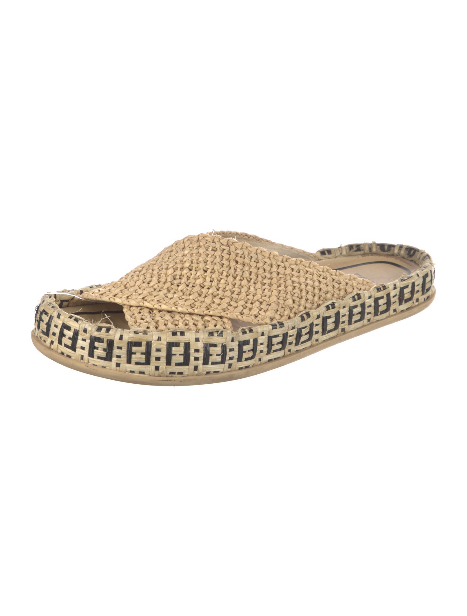Fendi Zucca FF Logo Raffia Espadrilles
