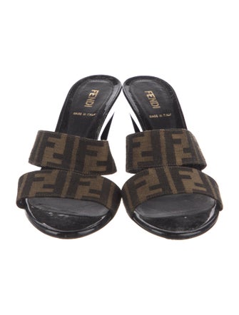 Fendi Zucca FF Logo Canvas Slides