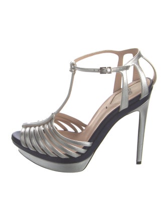 Fendi Zucca FF Logo Leather T-Strap Pumps
