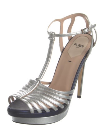 Fendi Zucca FF Logo Leather T-Strap Pumps