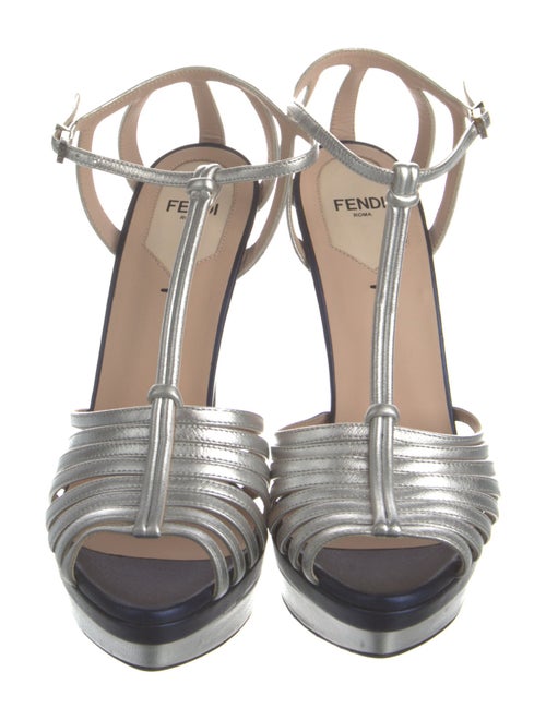 Fendi Zucca FF Logo Leather T-Strap Pumps
