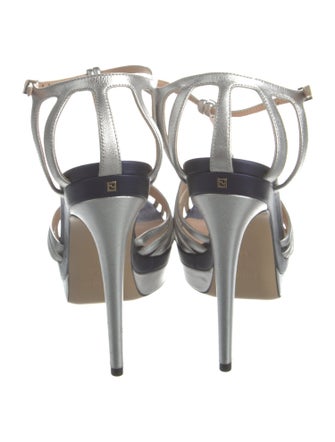 Fendi Zucca FF Logo Leather T-Strap Pumps