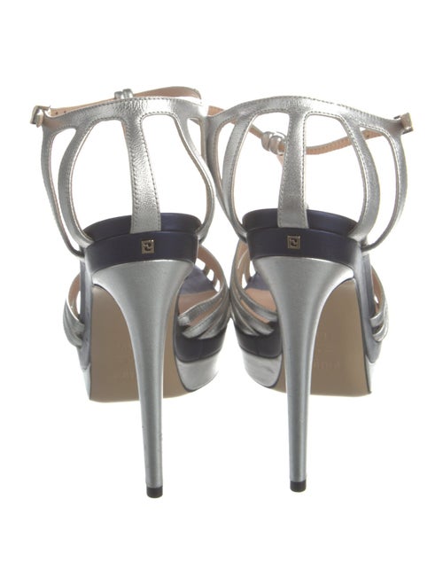 Fendi Zucca FF Logo Leather T-Strap Pumps