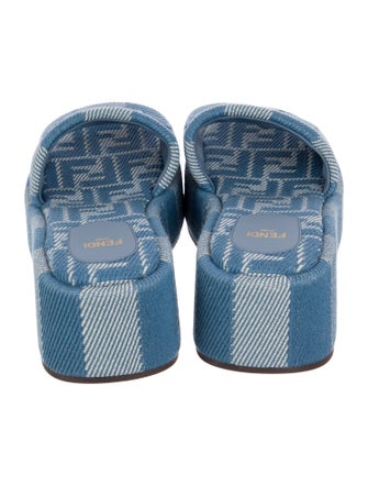Fendi Denim Striped Slides