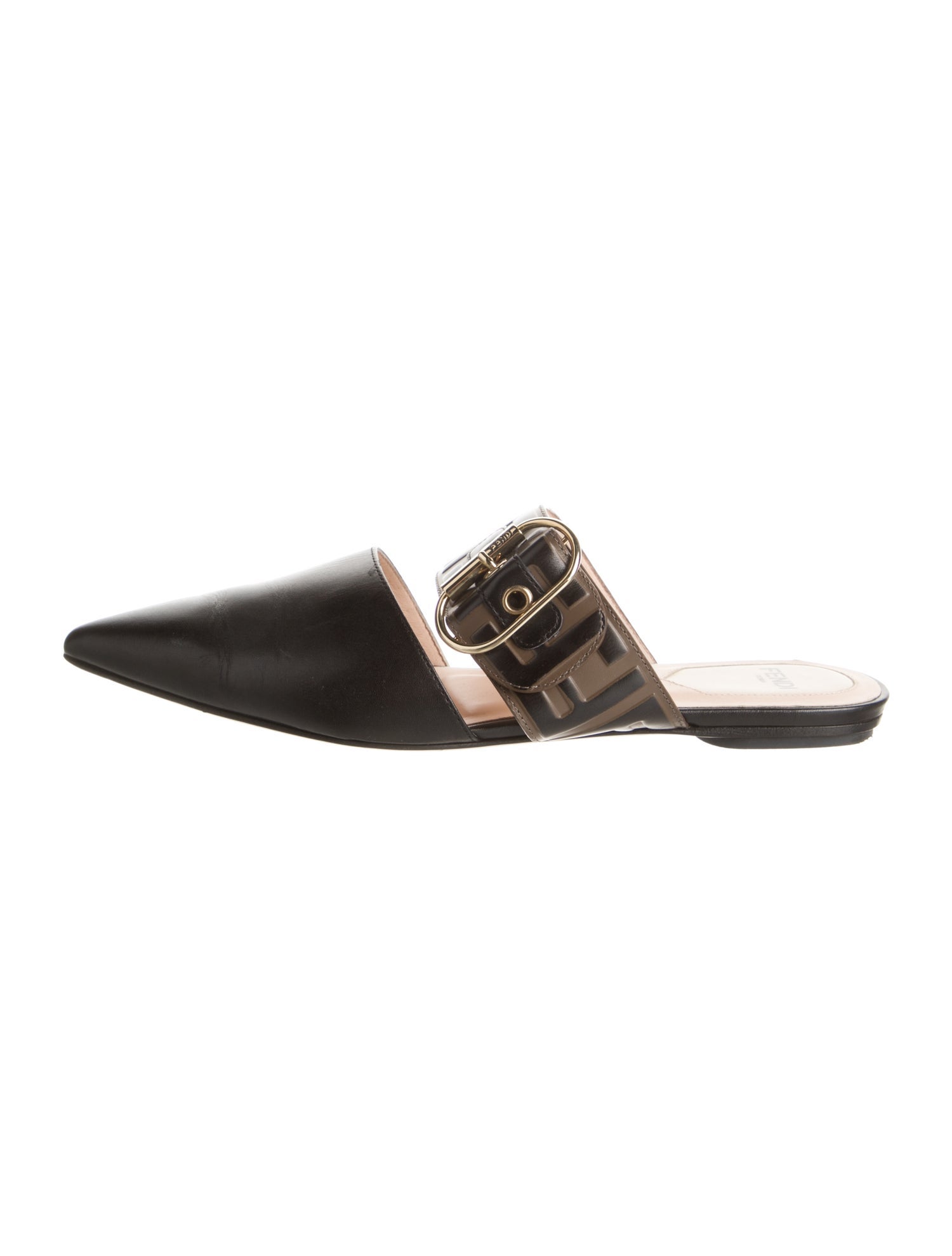 Fendi Zucca FF Logo Leather Mules