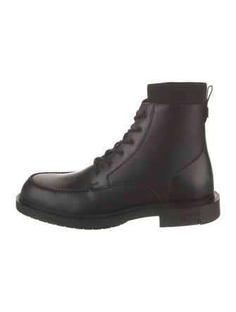 Fendi Zucca FF Logo Leather Combat Boots