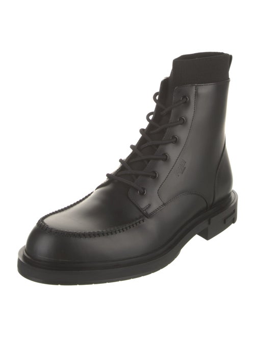 Fendi Zucca FF Logo Leather Combat Boots