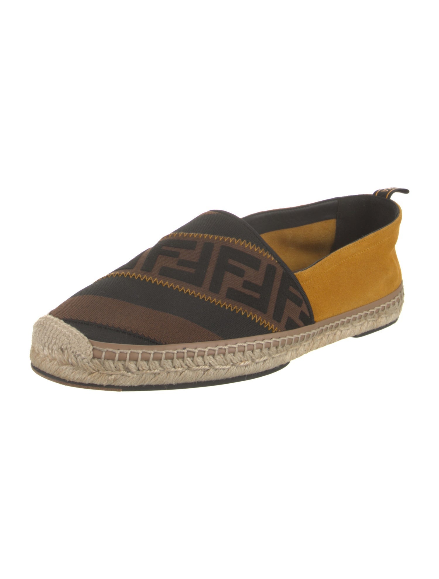 Fendi Pequin Pattern Suede Espadrilles