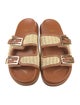 Fendi Raffia Leather Trim Embellishment Slides
