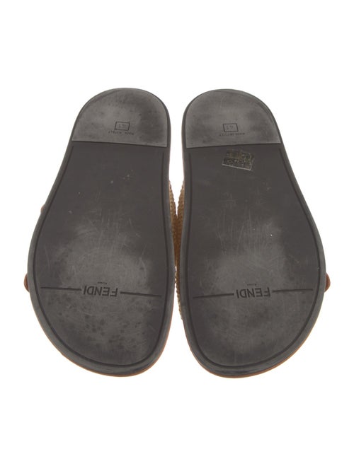 Fendi Raffia Leather Trim Embellishment Slides