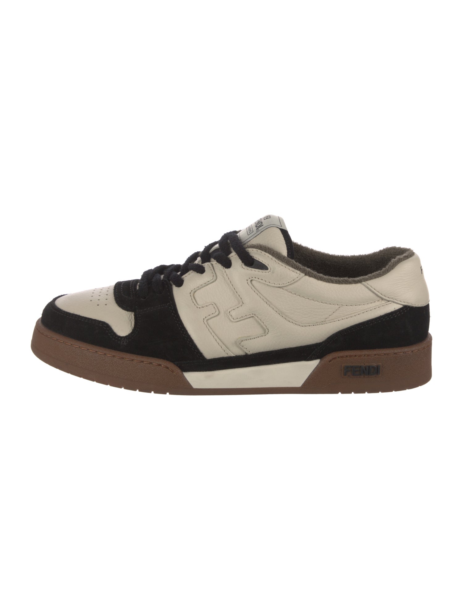 Fendi Leather Colorblock Pattern Sneakers