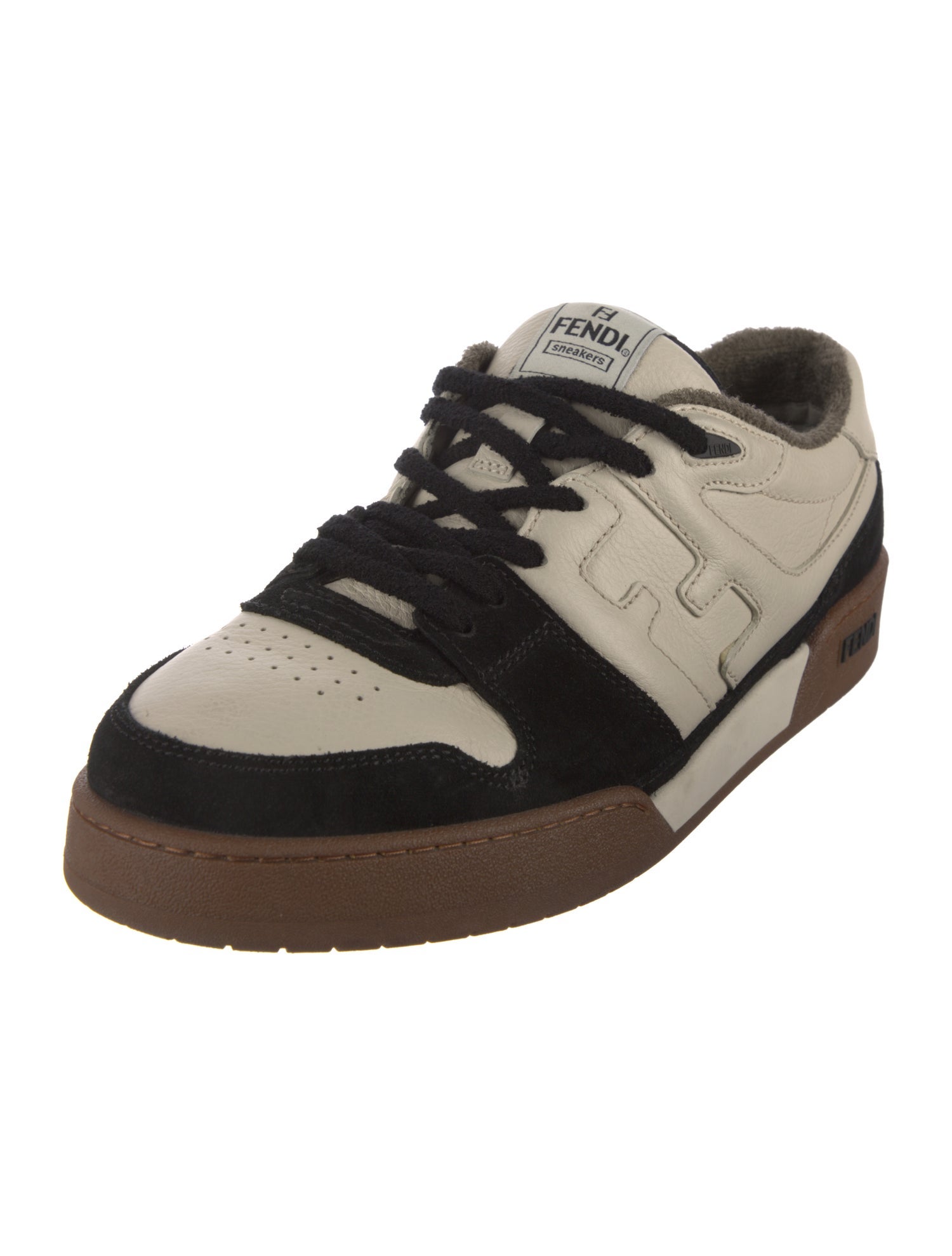Fendi Leather Colorblock Pattern Sneakers