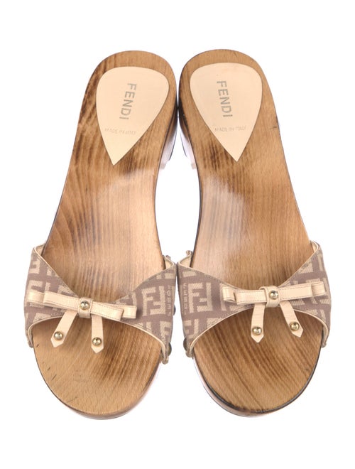 Fendi Canvas Bow Accents Slides