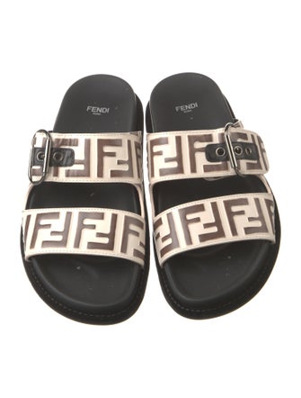 Fendi Zucca FF Logo Leather Slides
