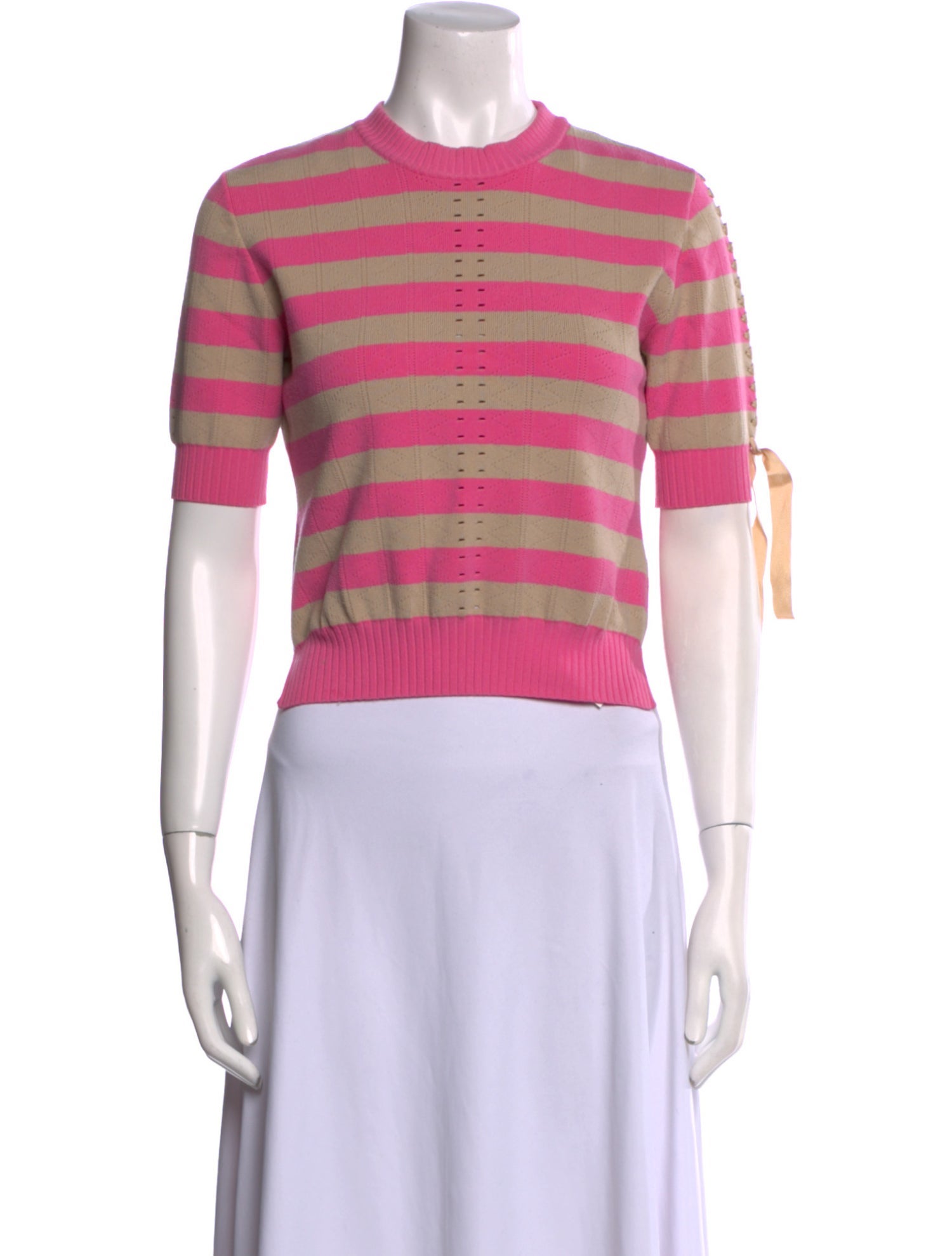 Fendi Striped Crew Neck Crop Top