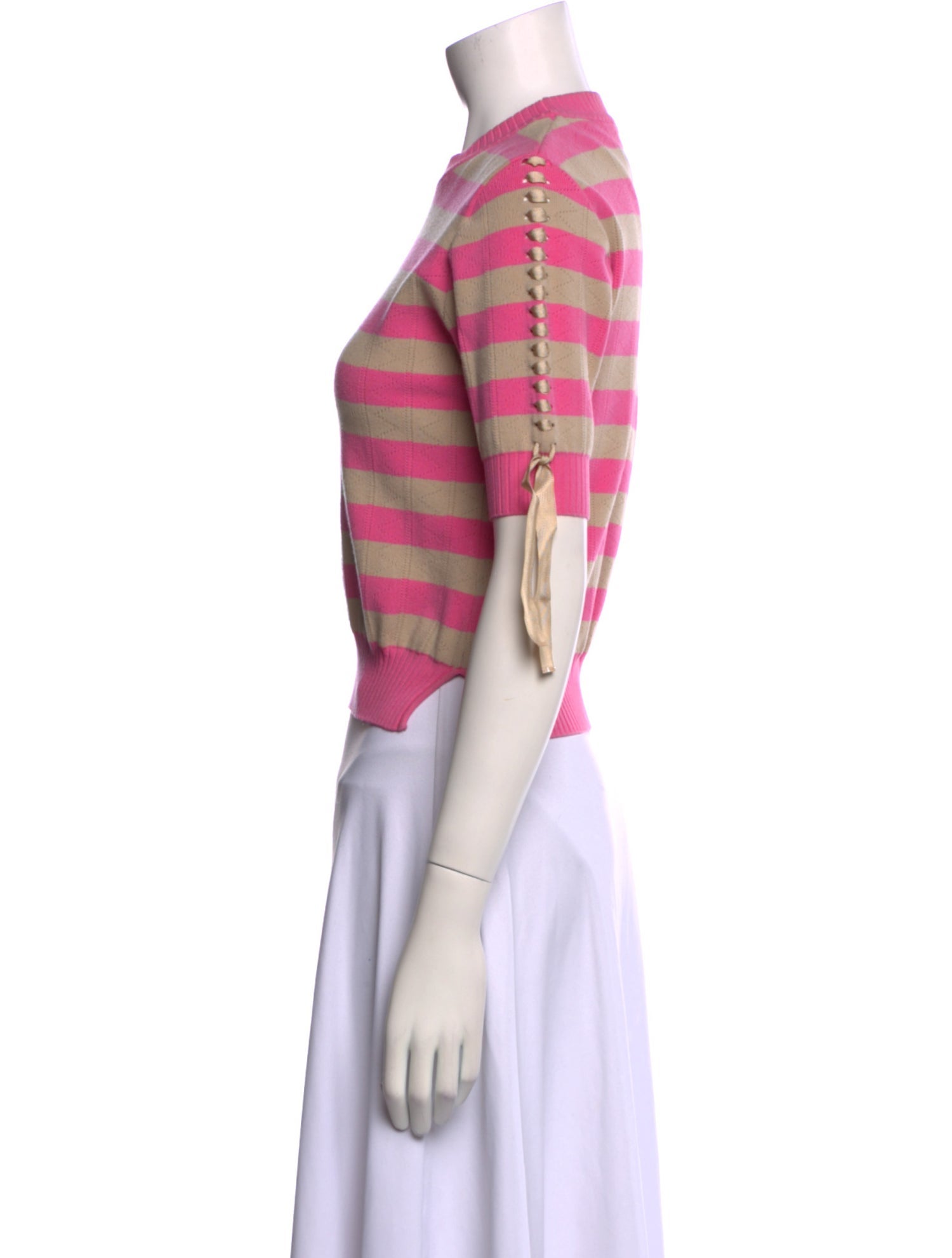 Fendi Striped Crew Neck Crop Top