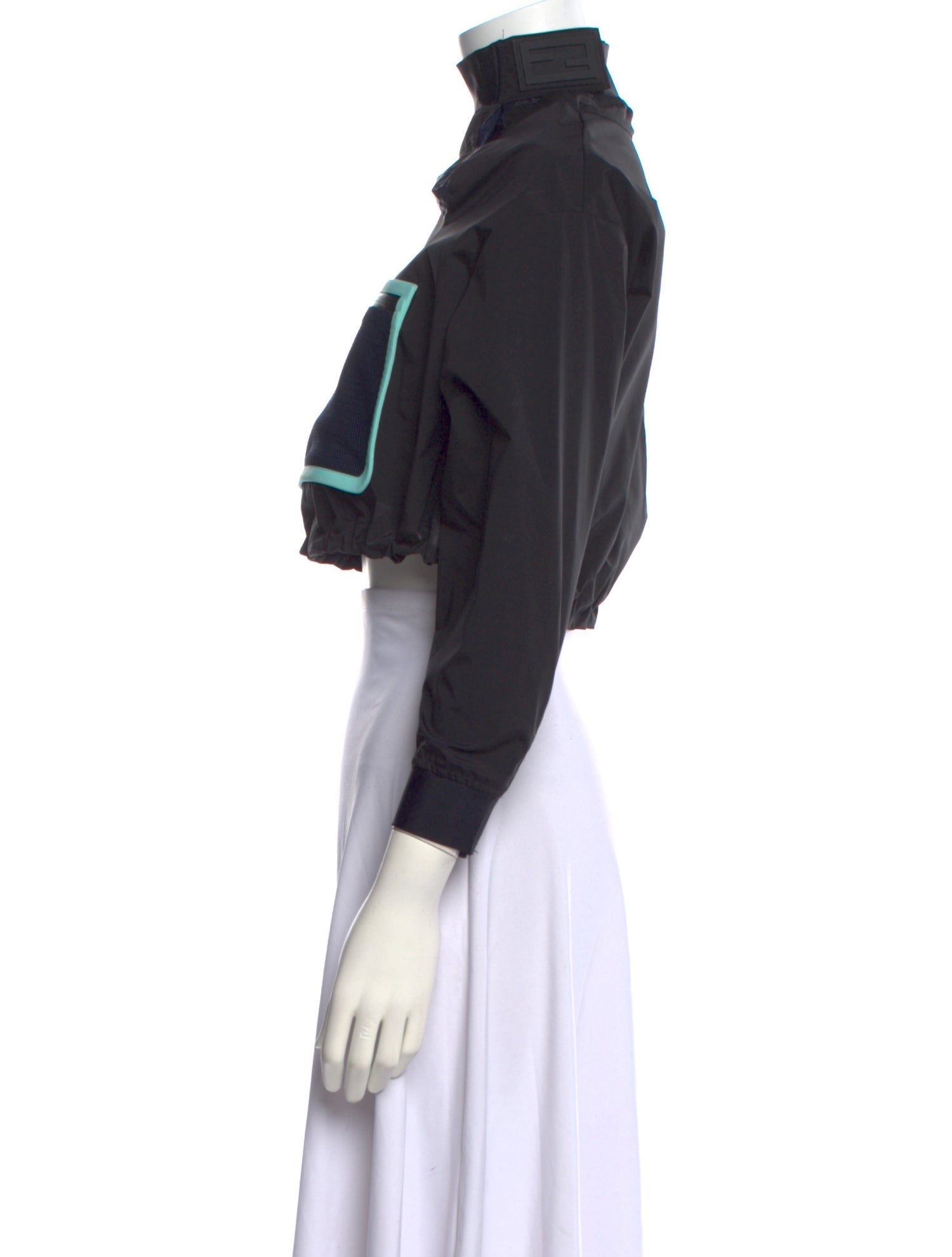 Fendi Colorblock Pattern Turtleneck Crop Top