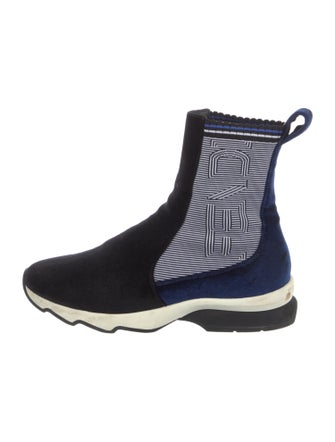 Fendi Velvet Colorblock Pattern Sock Sneakers