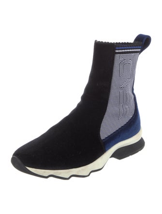 Fendi Velvet Colorblock Pattern Sock Sneakers