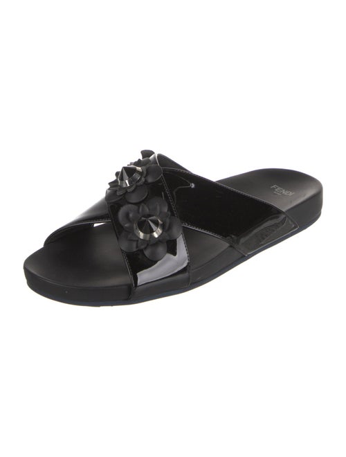 Fendi Patent Leather Studded Accents Slides