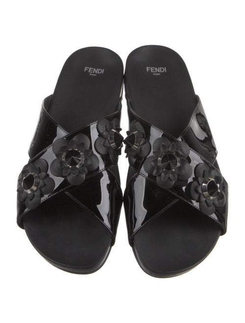 Fendi Patent Leather Studded Accents Slides