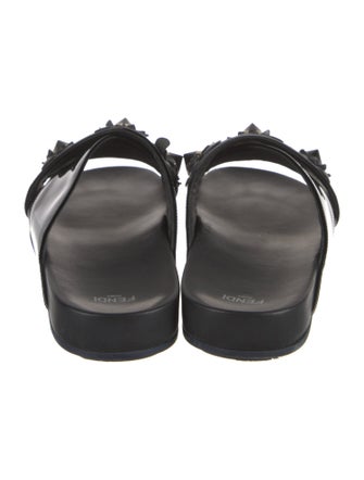 Fendi Patent Leather Studded Accents Slides