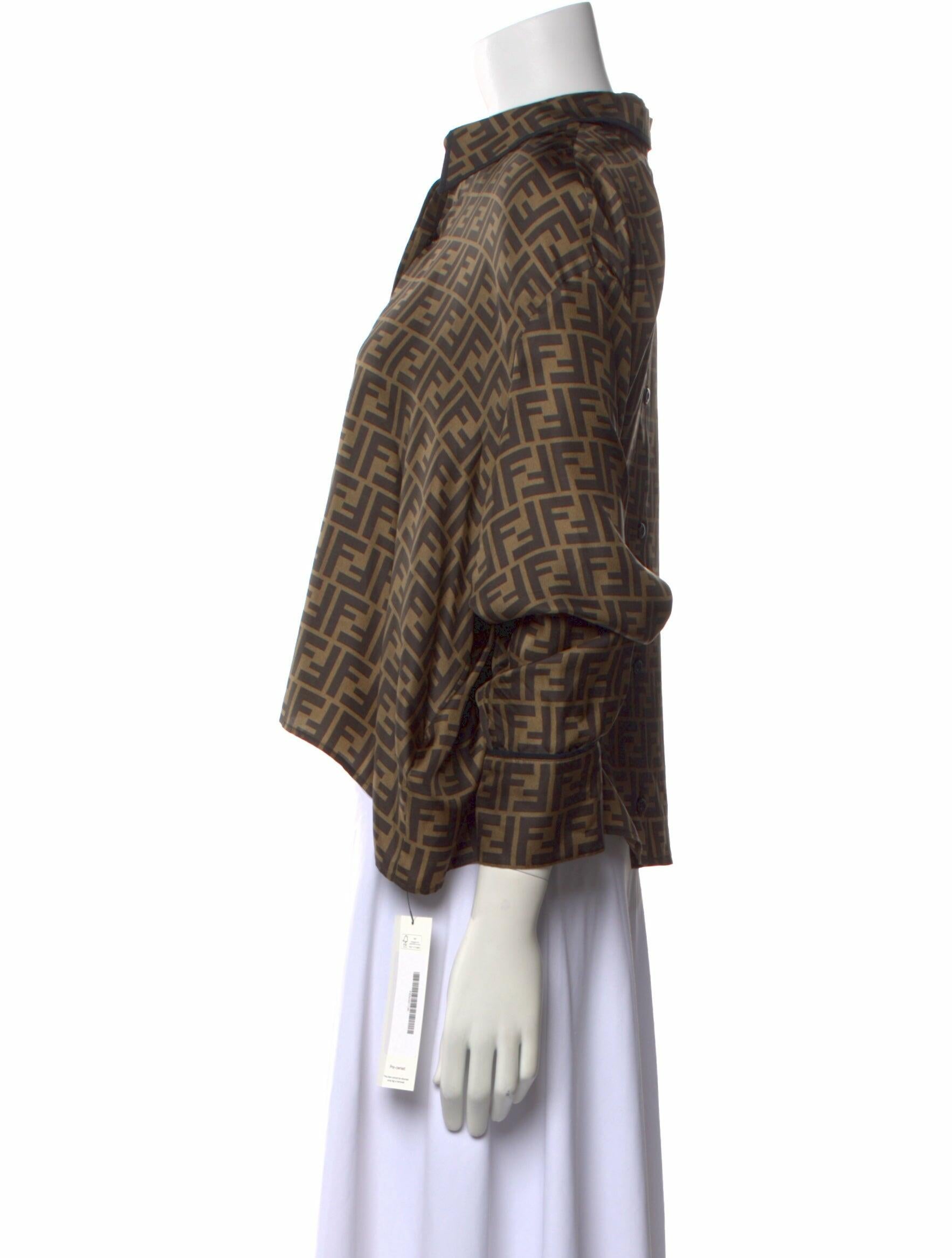 Fendi Silk Plaid Print Crop Top