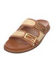 Fendi Raffia Leather Trim Embellishment Slides