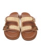 Fendi Raffia Leather Trim Embellishment Slides