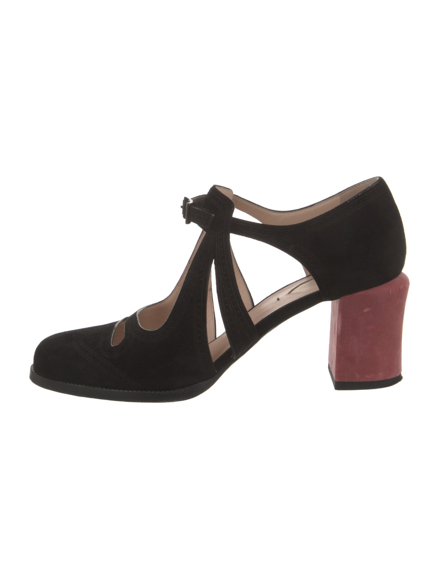 Fendi Suede Cutout Accent Pumps