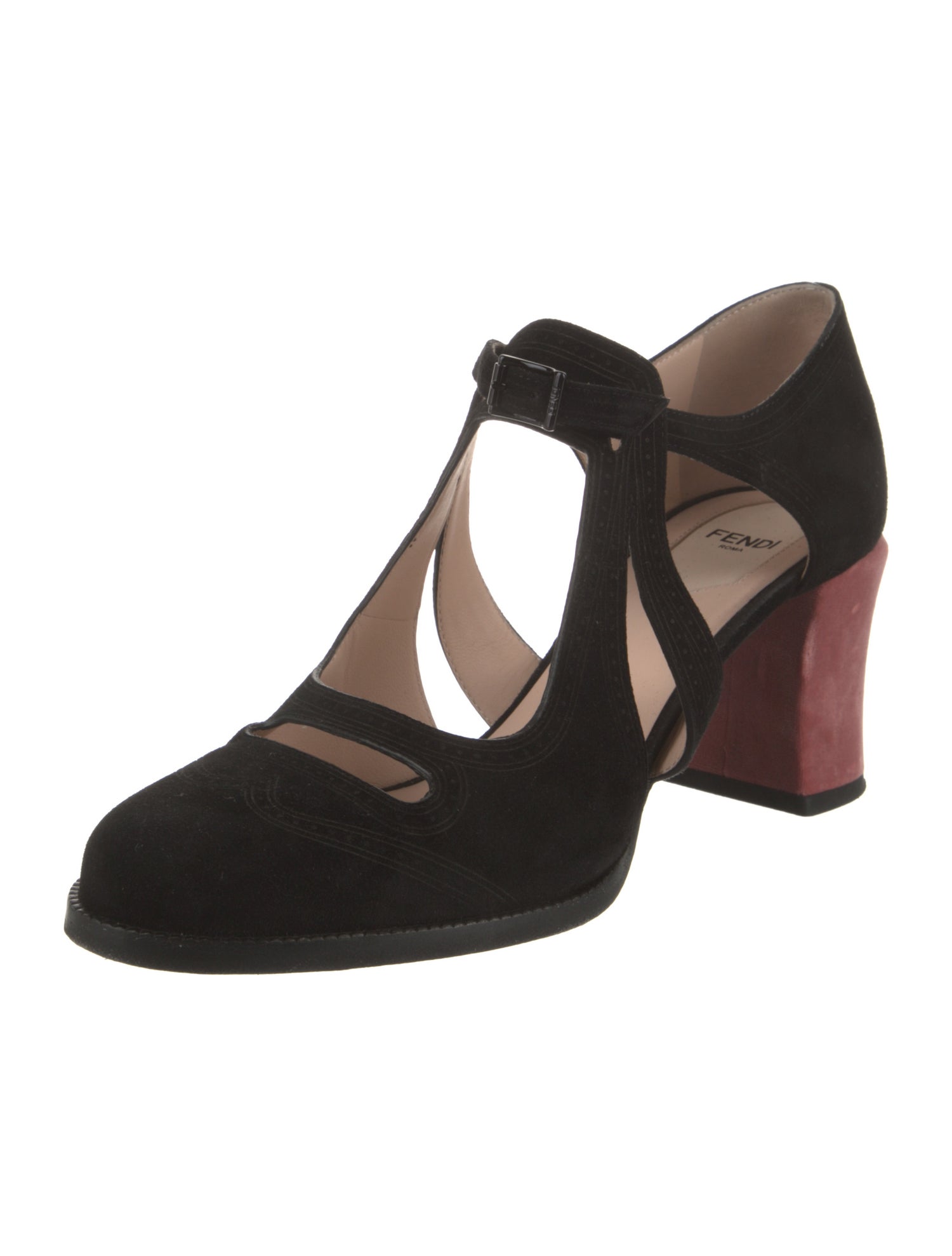 Fendi Suede Cutout Accent Pumps