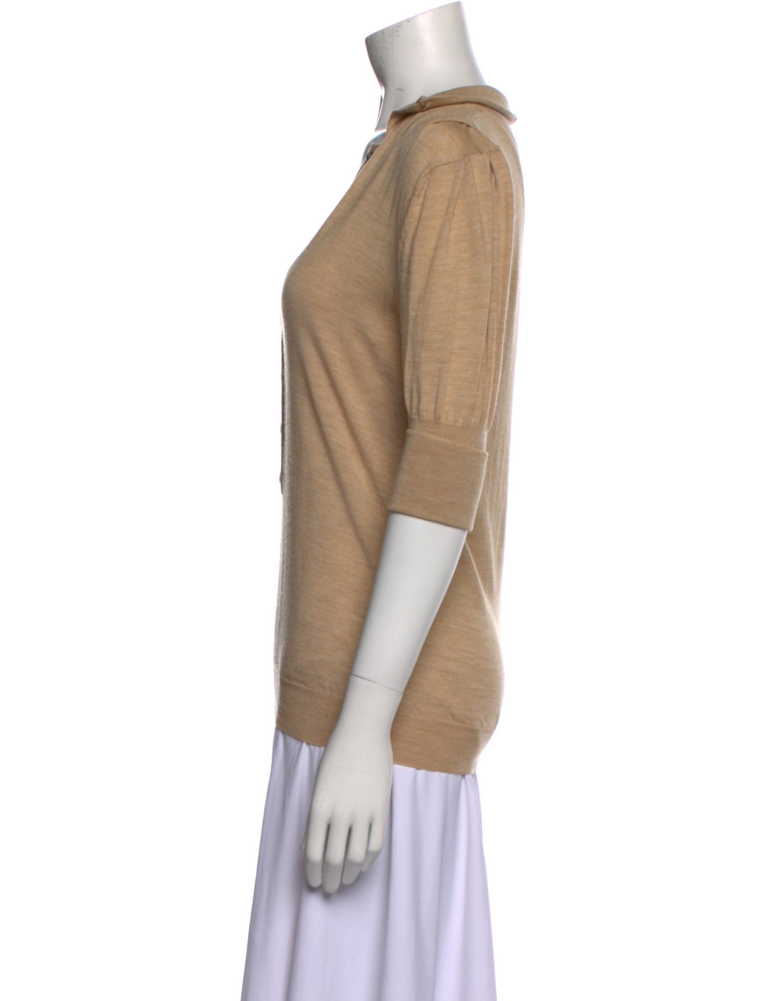 Fendi Virgin Wool Three-Quarter Sleeve Polo