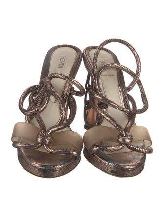 Fendi Leather T-Strap Sandals