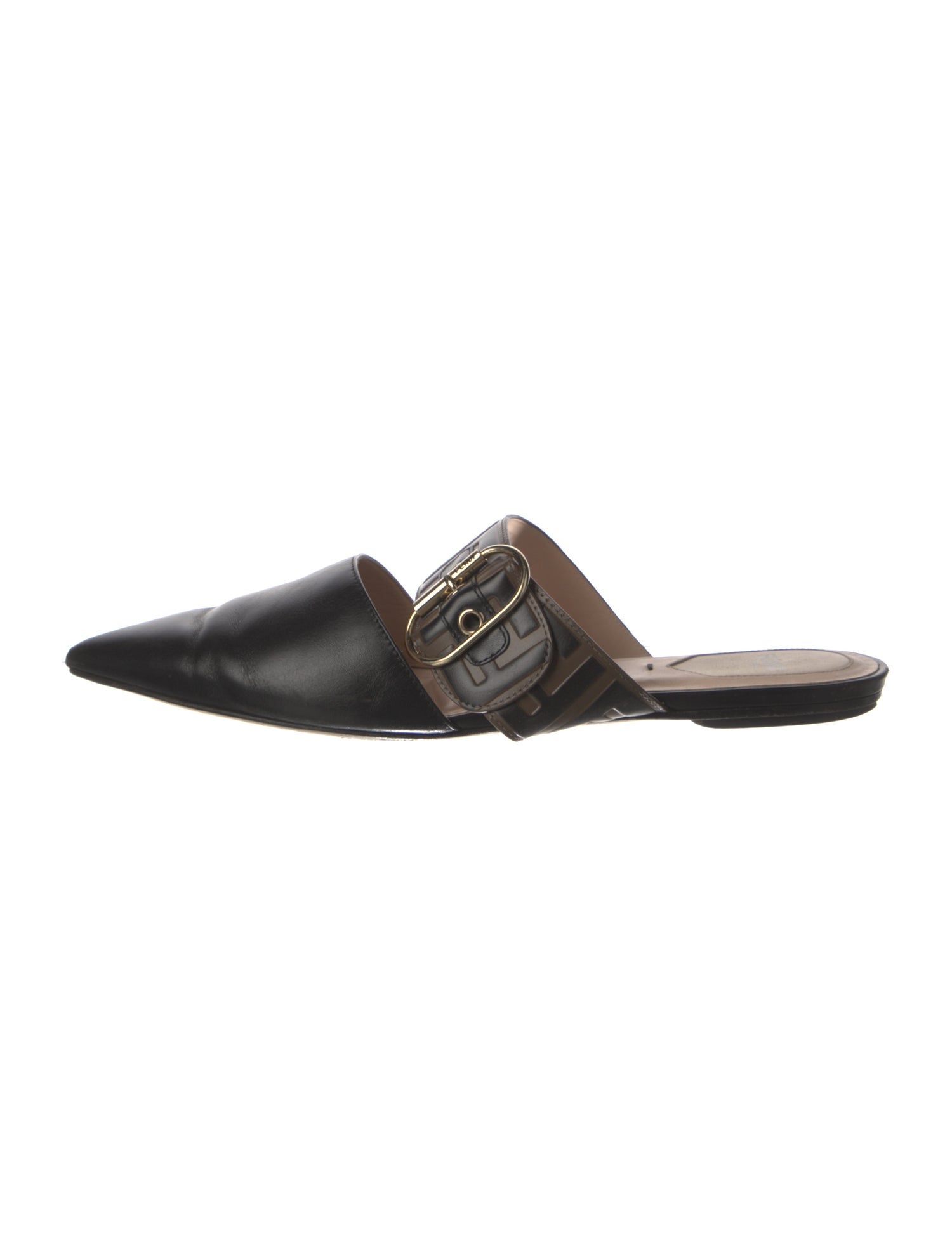 Fendi Zucca FF Logo Leather Mules
