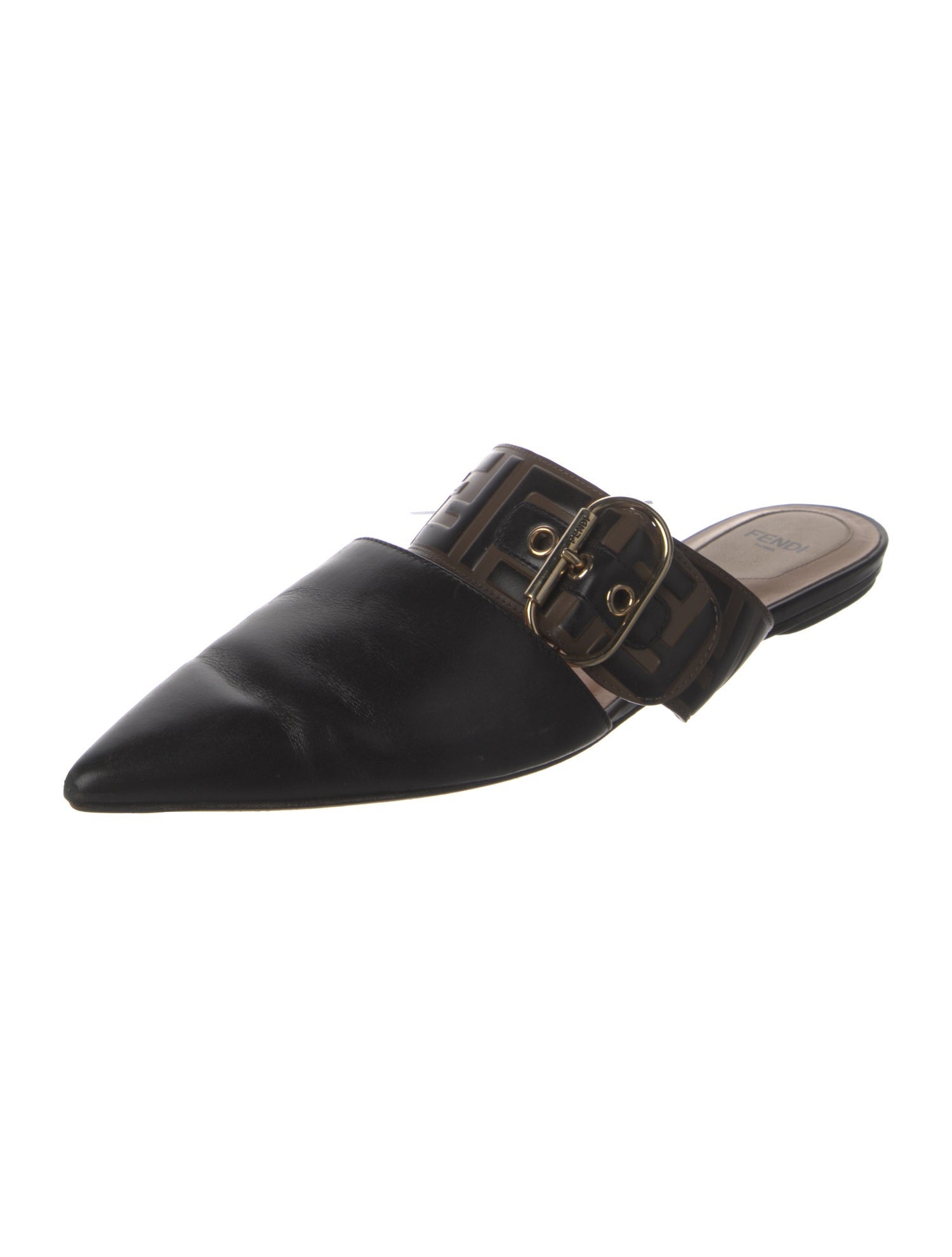 Fendi Zucca FF Logo Leather Mules