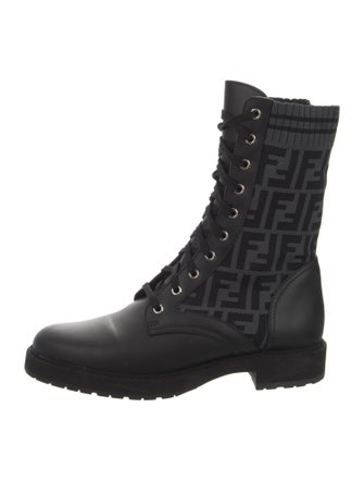 Fendi Zucca FF Logo Printed Combat Boots