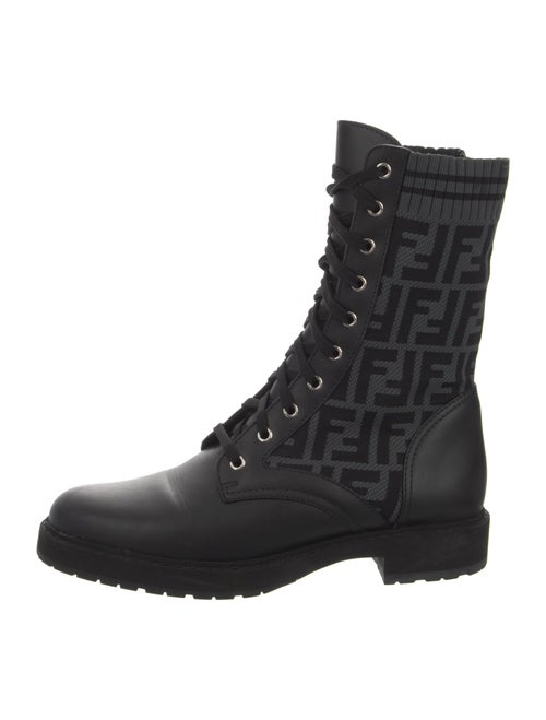 Fendi Zucca FF Logo Printed Combat Boots