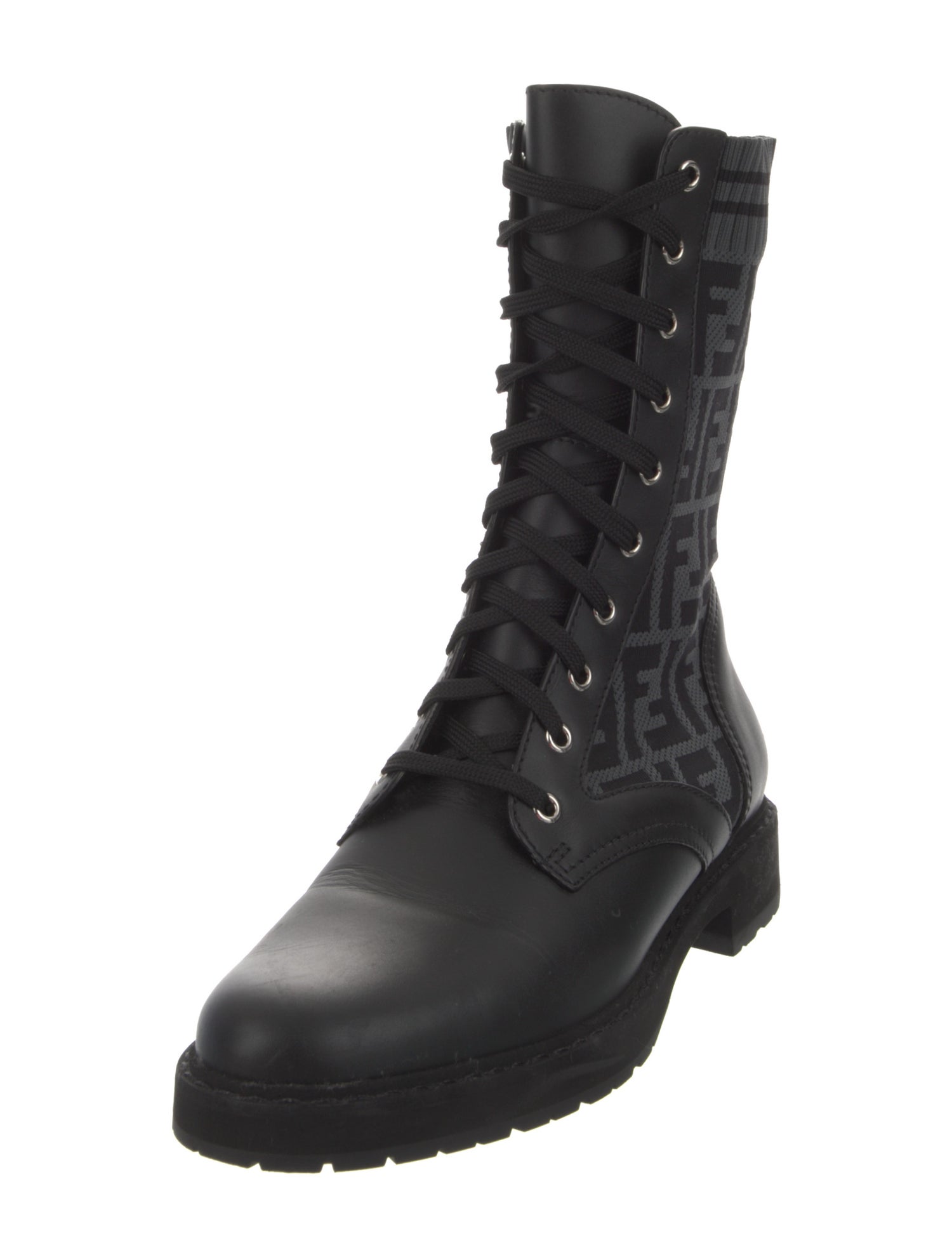 Fendi Zucca FF Logo Printed Combat Boots