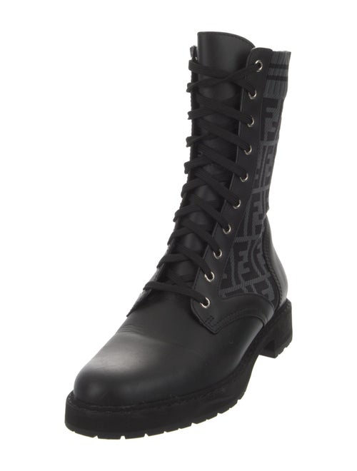 Fendi Zucca FF Logo Printed Combat Boots