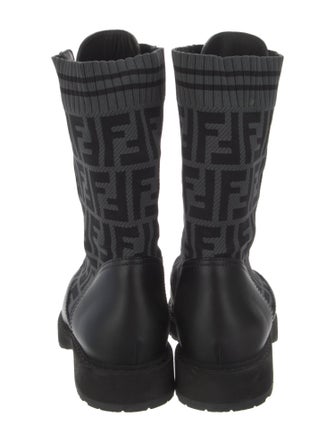 Fendi Zucca FF Logo Printed Combat Boots