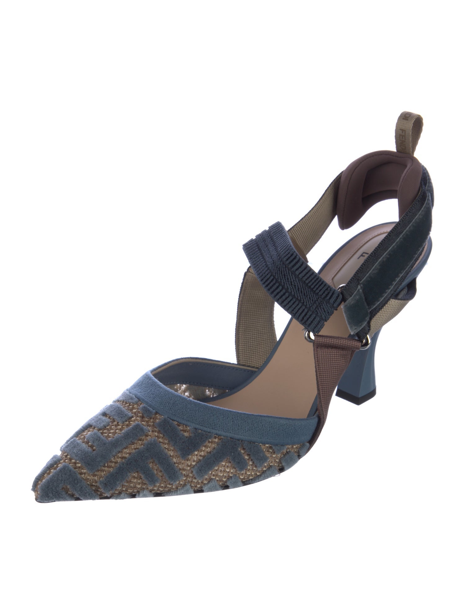 Fendi Zucca FF Logo Mesh Slingback Pumps