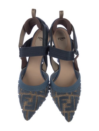Fendi Zucca FF Logo Mesh Slingback Pumps