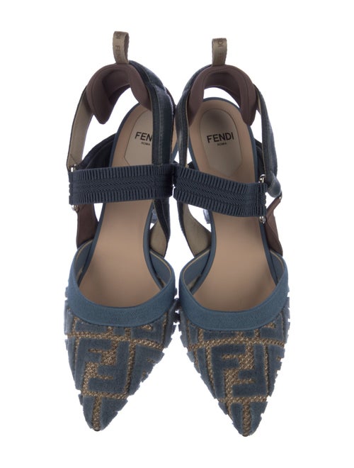 Fendi Zucca FF Logo Mesh Slingback Pumps