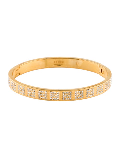 Fendi Crystal 'FF' Hinged Bangle Bracelet