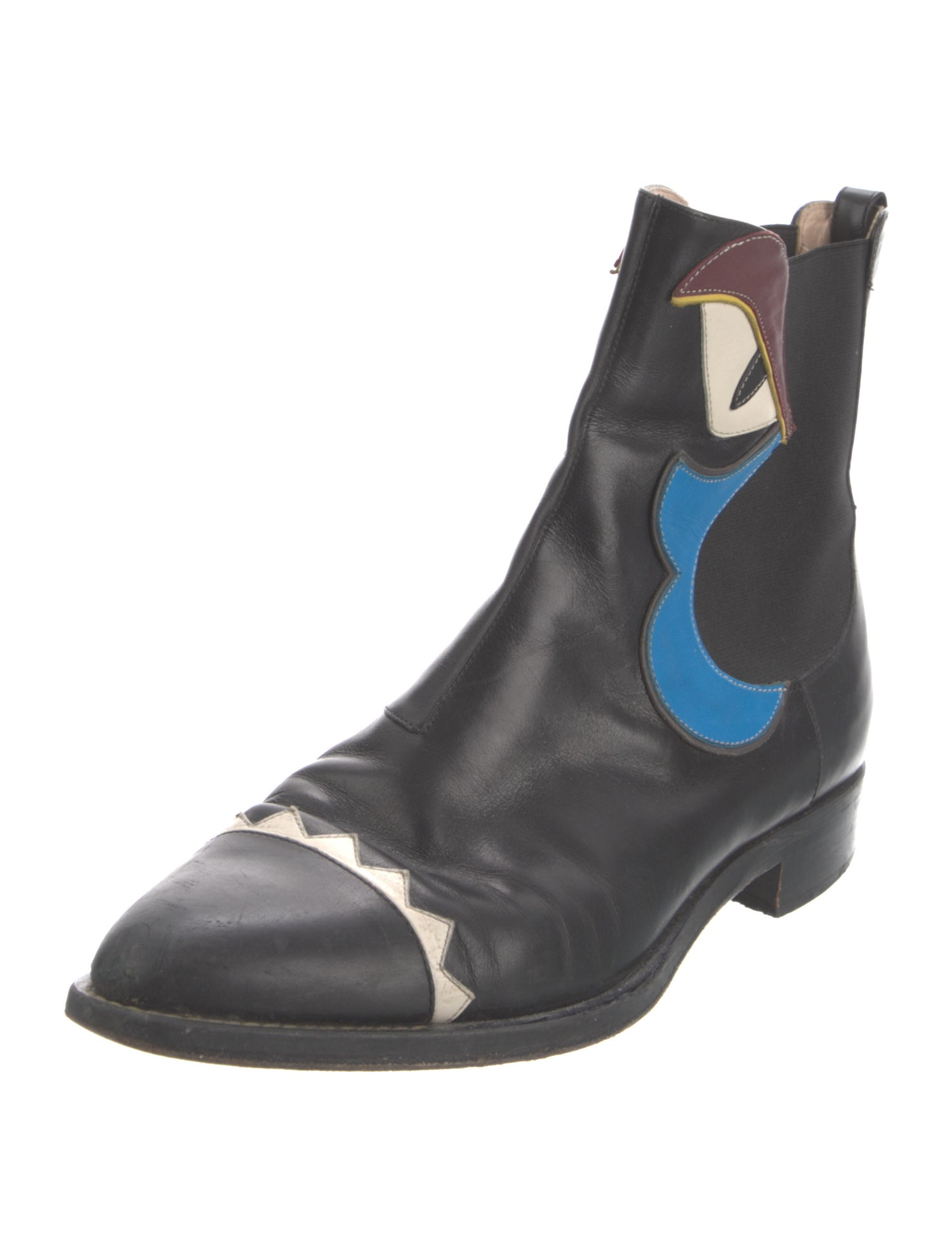 Fendi Leather Printed Chelsea Boots