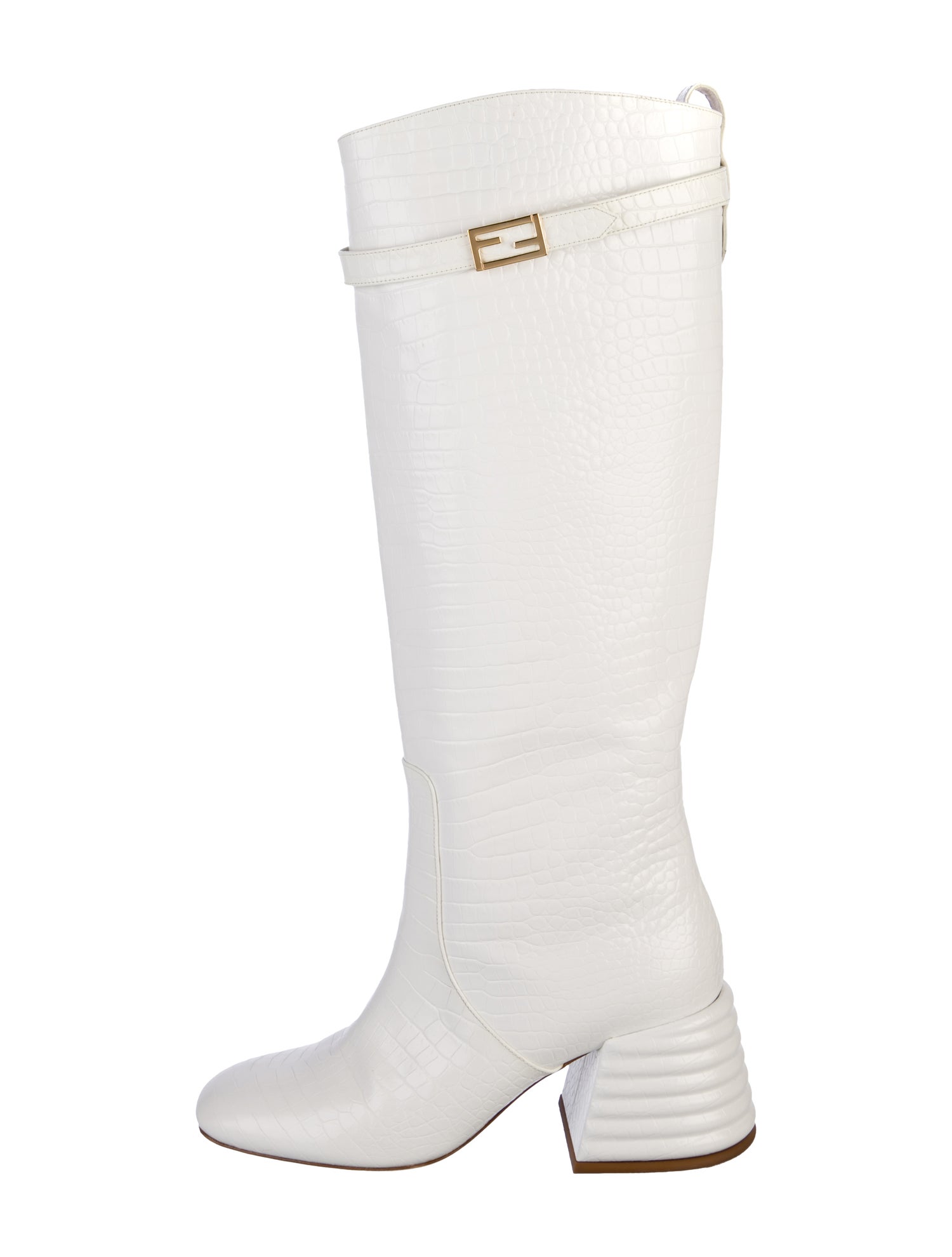 Fendi Zucca FF Logo Leather Riding Boots