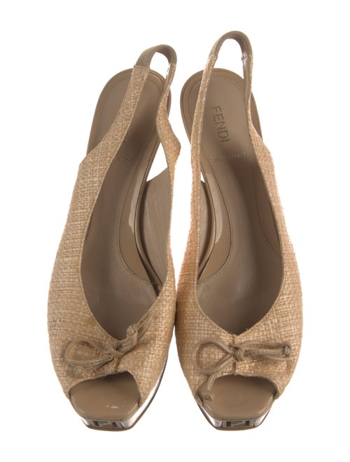 Fendi Zucca FF Logo Raffia Slingback Sandals