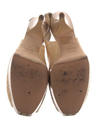 Fendi Zucca FF Logo Raffia Slingback Sandals