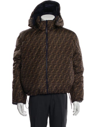 Fendi Zucca FF Logo Plaid Print Parka